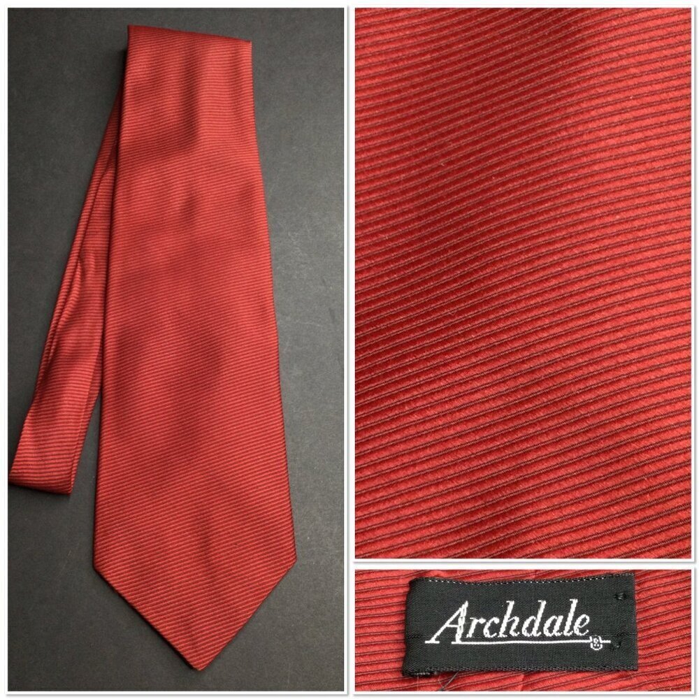 Vintage Archdale Solid Red Polyester Mens Necktie Power Tie Statement